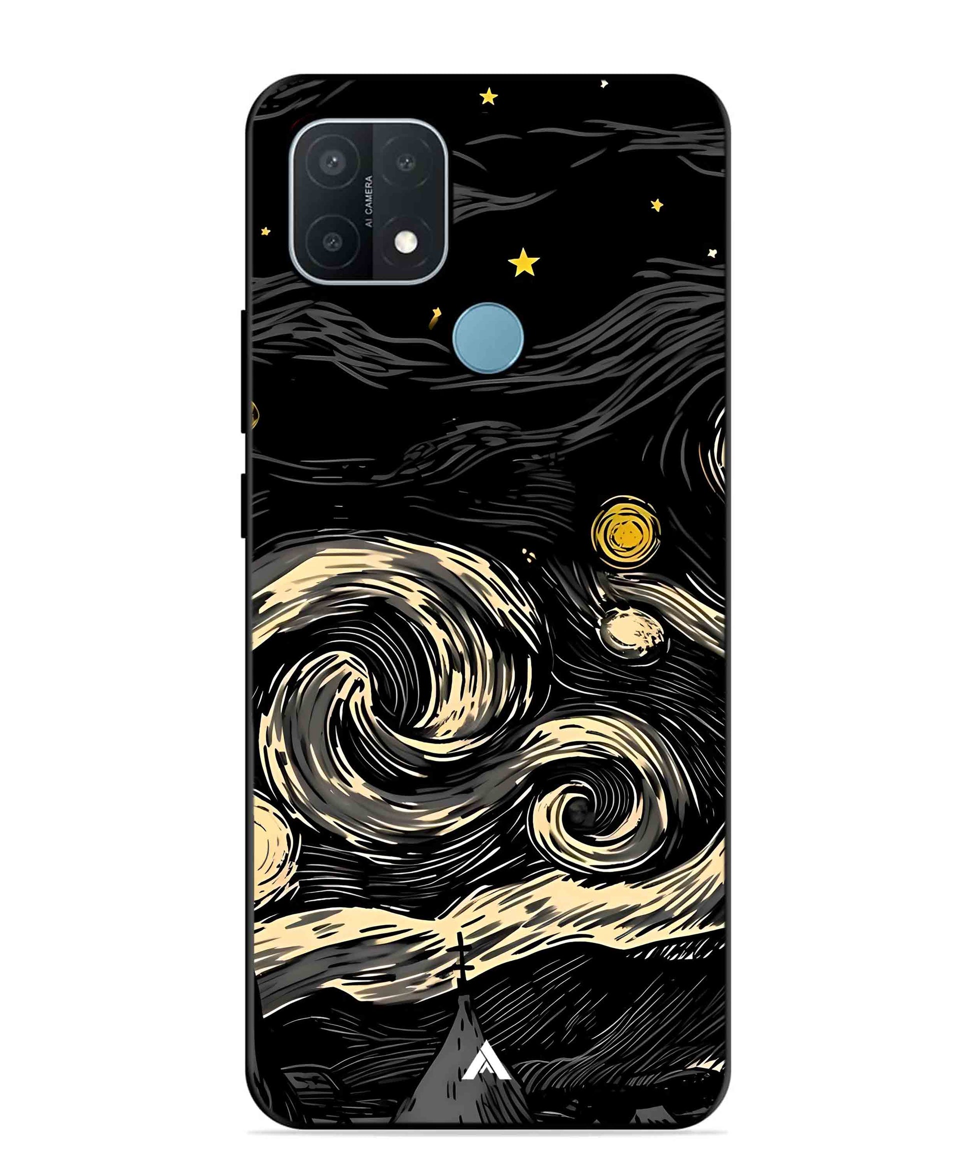 Starry Night Aesthetic Metal Back Cover Phone Case for OPPO A15