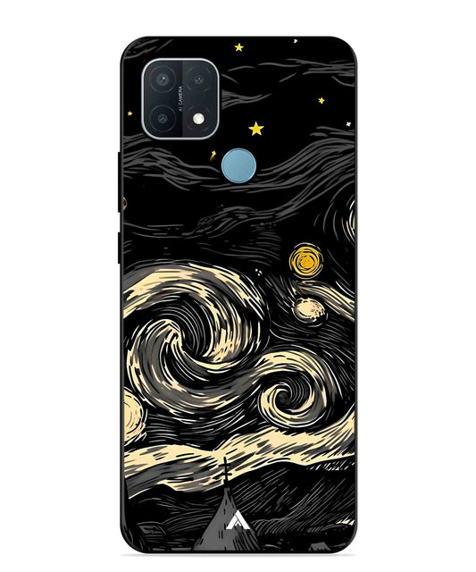 Starry Night Aesthetic Metal Back Cover Phone Case for OPPO A15
