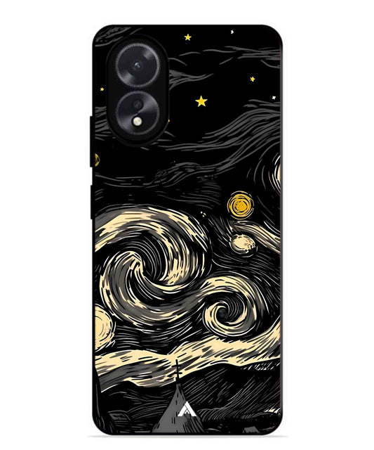 Starry Night Aesthetic Metal Back Cover Phone Case for Oppo A38