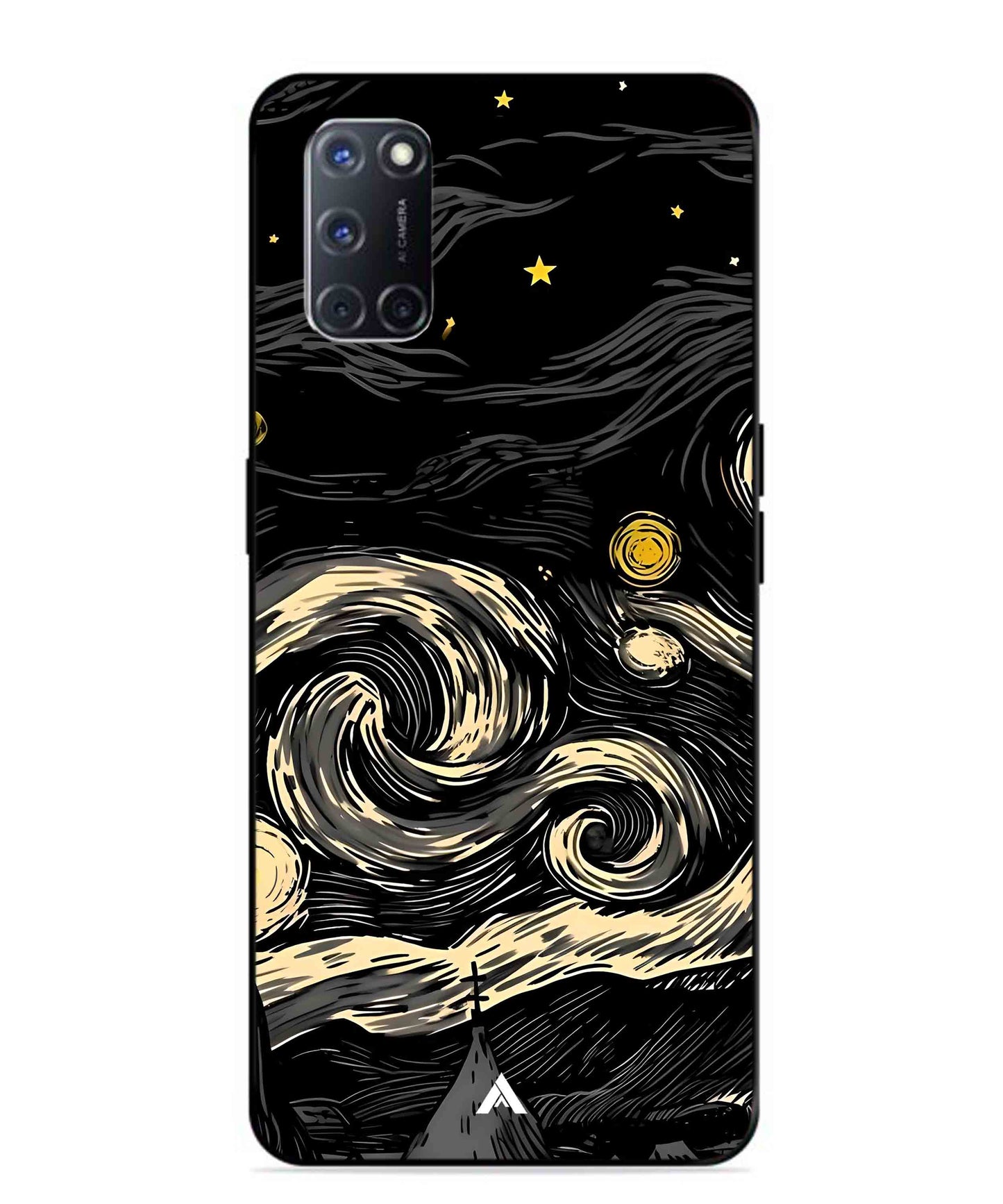Starry Night Aesthetic Metal Back Cover Phone Case for Oppo A52