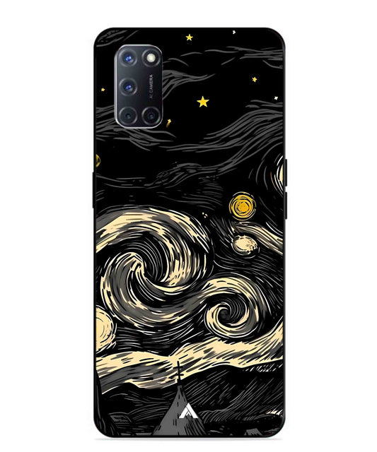 Starry Night Aesthetic Metal Back Cover Phone Case for Oppo A52