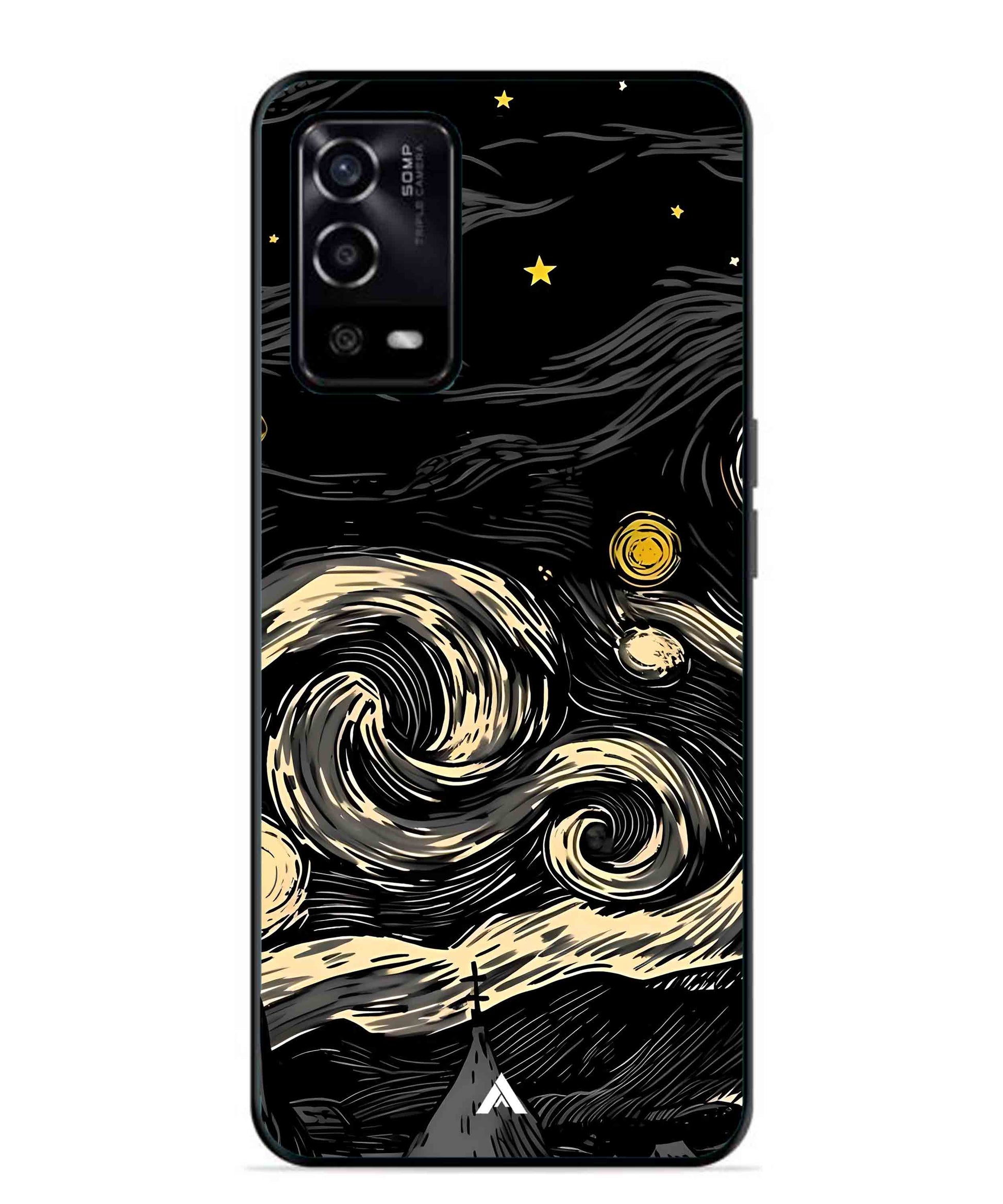 Starry Night Aesthetic Metal Back Cover Phone Case for Oppo A53s