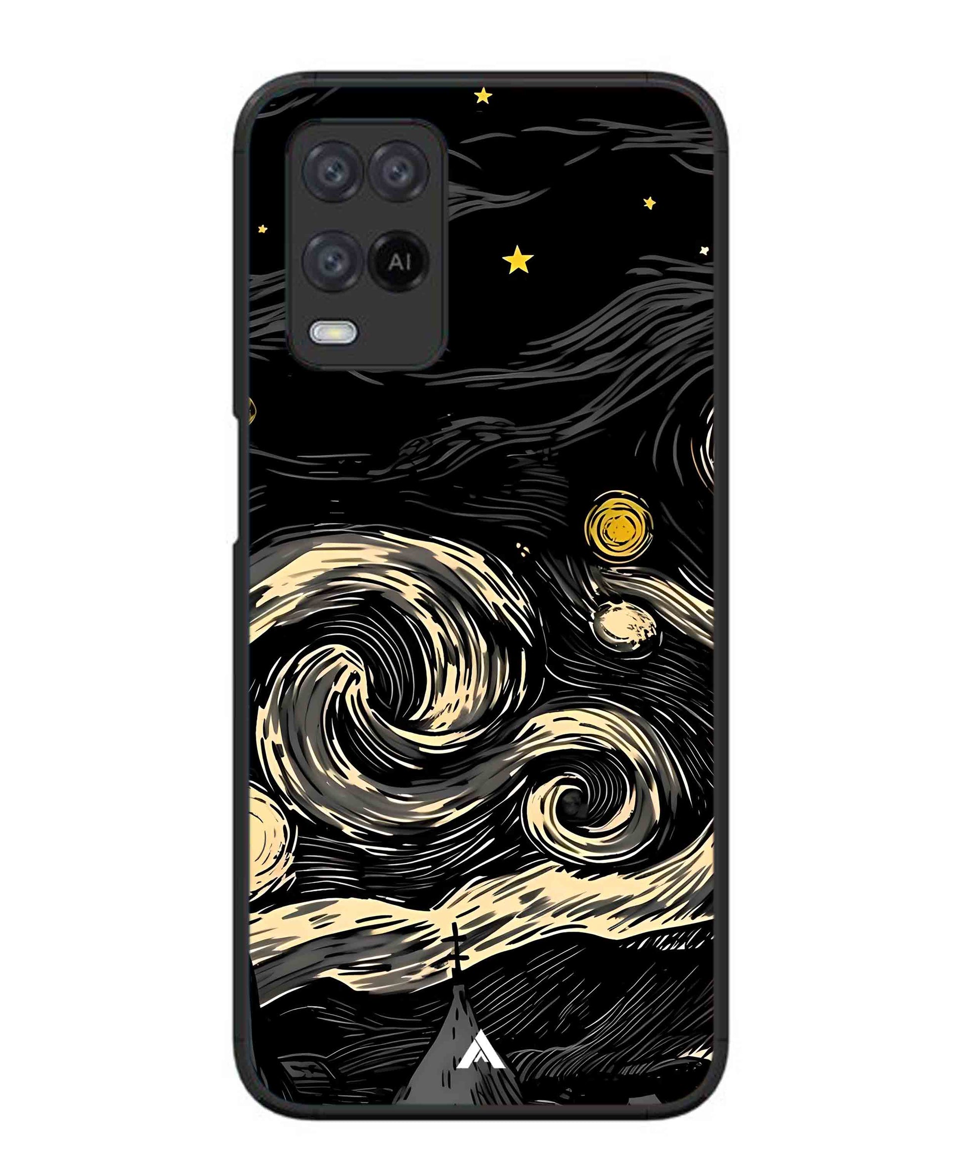 Starry Night Aesthetic Metal Back Cover Phone Case for Oppo A54