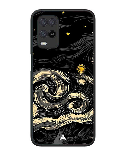 Starry Night Aesthetic Metal Back Cover Phone Case for Oppo A54