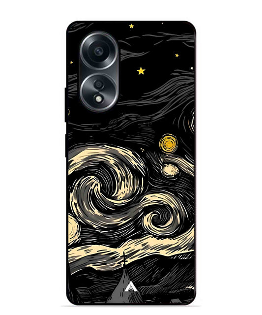 Starry Night Aesthetic Metal Back Cover Phone Case for Oppo A58