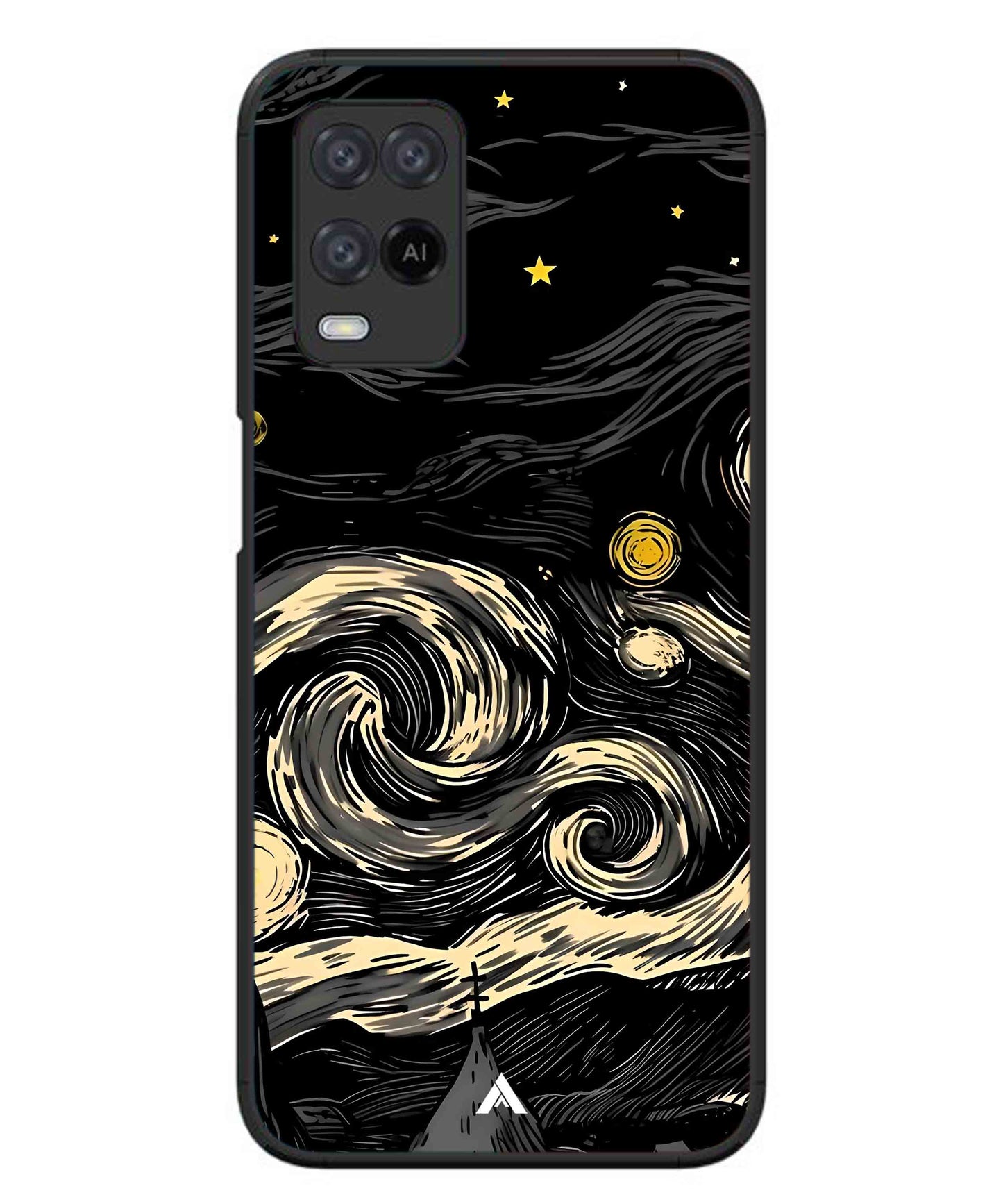 Starry Night Aesthetic Metal Back Cover Phone Case for Oppo A74