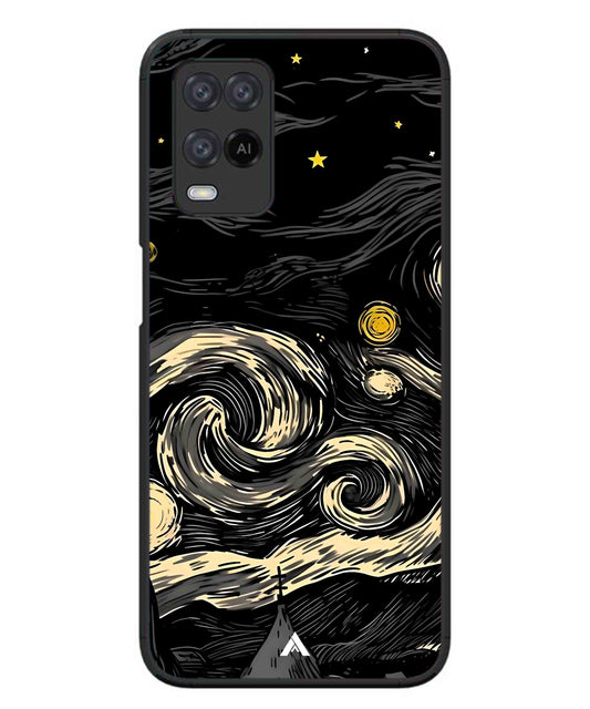 Starry Night Aesthetic Metal Back Cover Phone Case for Oppo A74