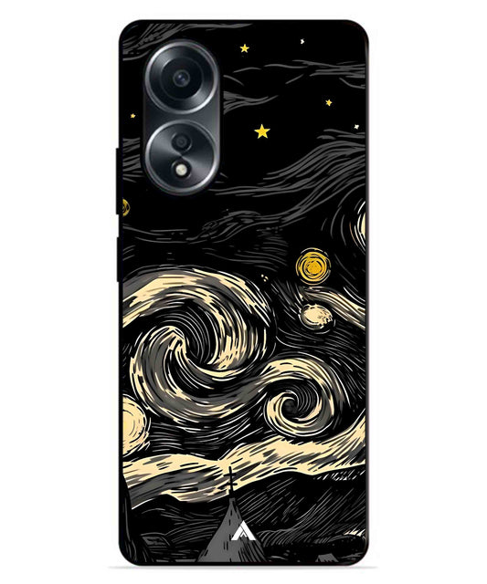 Starry Night Aesthetic Metal Back Cover Phone Case for Oppo A78