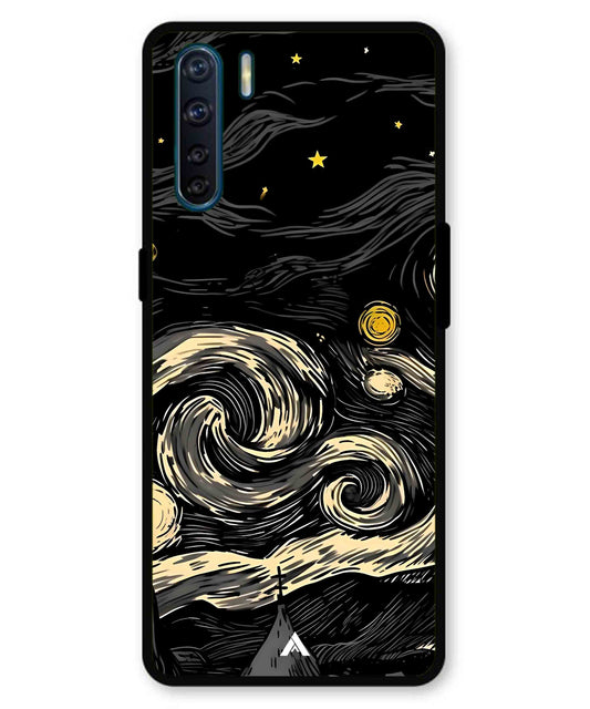 Starry Night Aesthetic Metal Back Cover Phone Case for Oppo A91