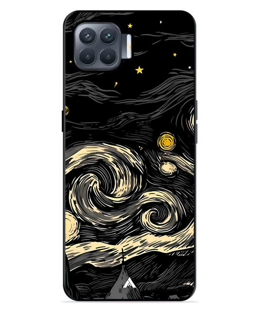 Starry Night Aesthetic Metal Back Cover Phone Case for Oppo F17 Pro