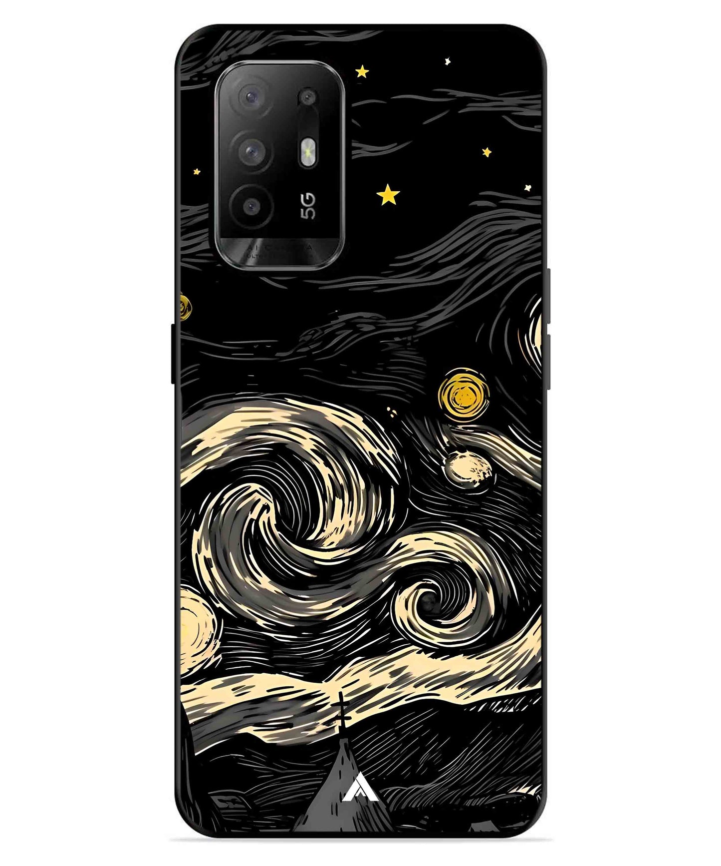 Starry Night Aesthetic Metal Back Cover Phone Case for Oppo F19 Pro Plus