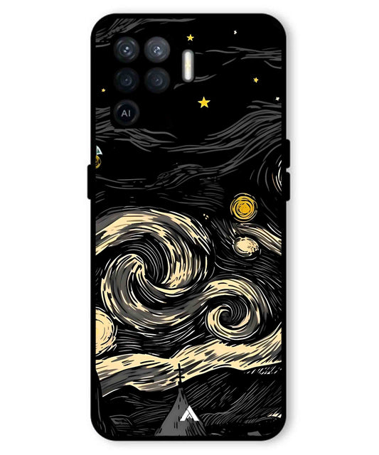 Starry Night Aesthetic Metal Back Cover Phone Case for Oppo F19 Pro