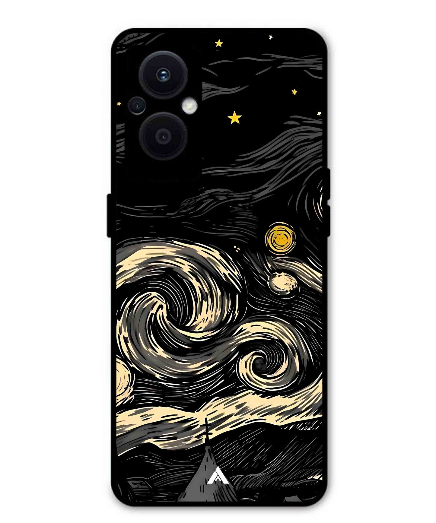 Starry Night Aesthetic Metal Back Cover Phone Case for Oppo F21 Pro 5G