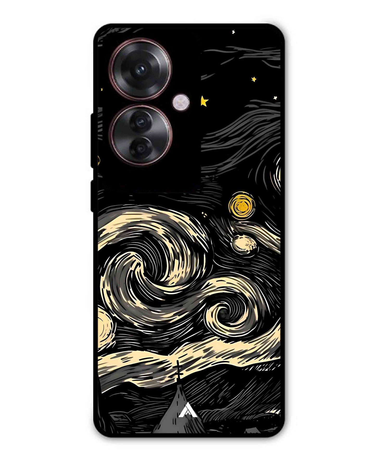 Starry Night Aesthetic Metal Back Cover Phone Case for Oppo F25 Pro
