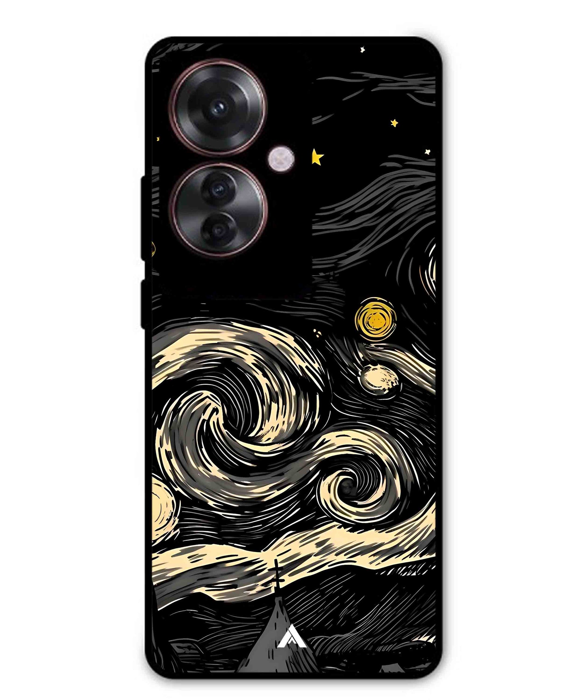 Starry Night Aesthetic Metal Back Cover Phone Case for Oppo F25 Pro