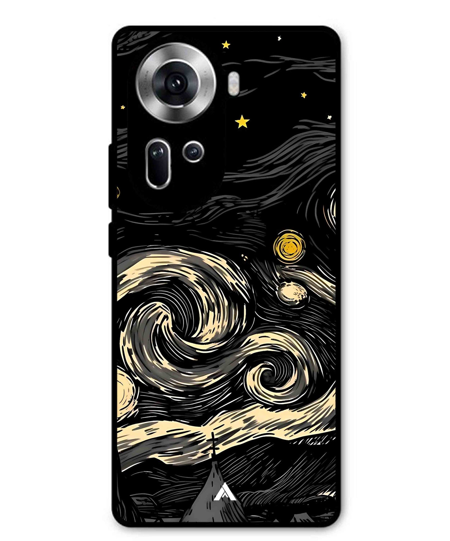 Starry Night Aesthetic Metal Back Cover Phone Case for Oppo Reno 11