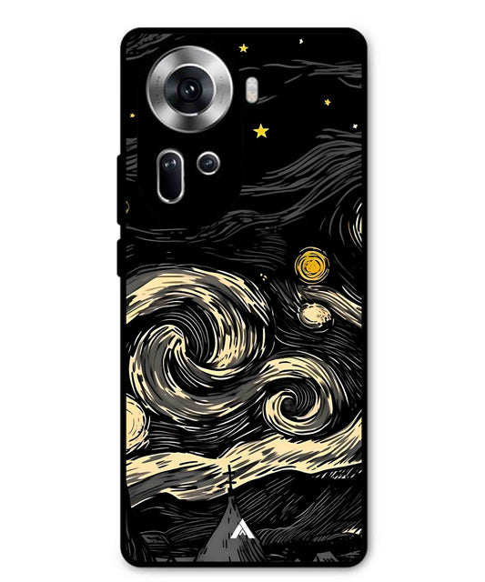 Starry Night Aesthetic Metal Back Cover Phone Case for Oppo Reno 11