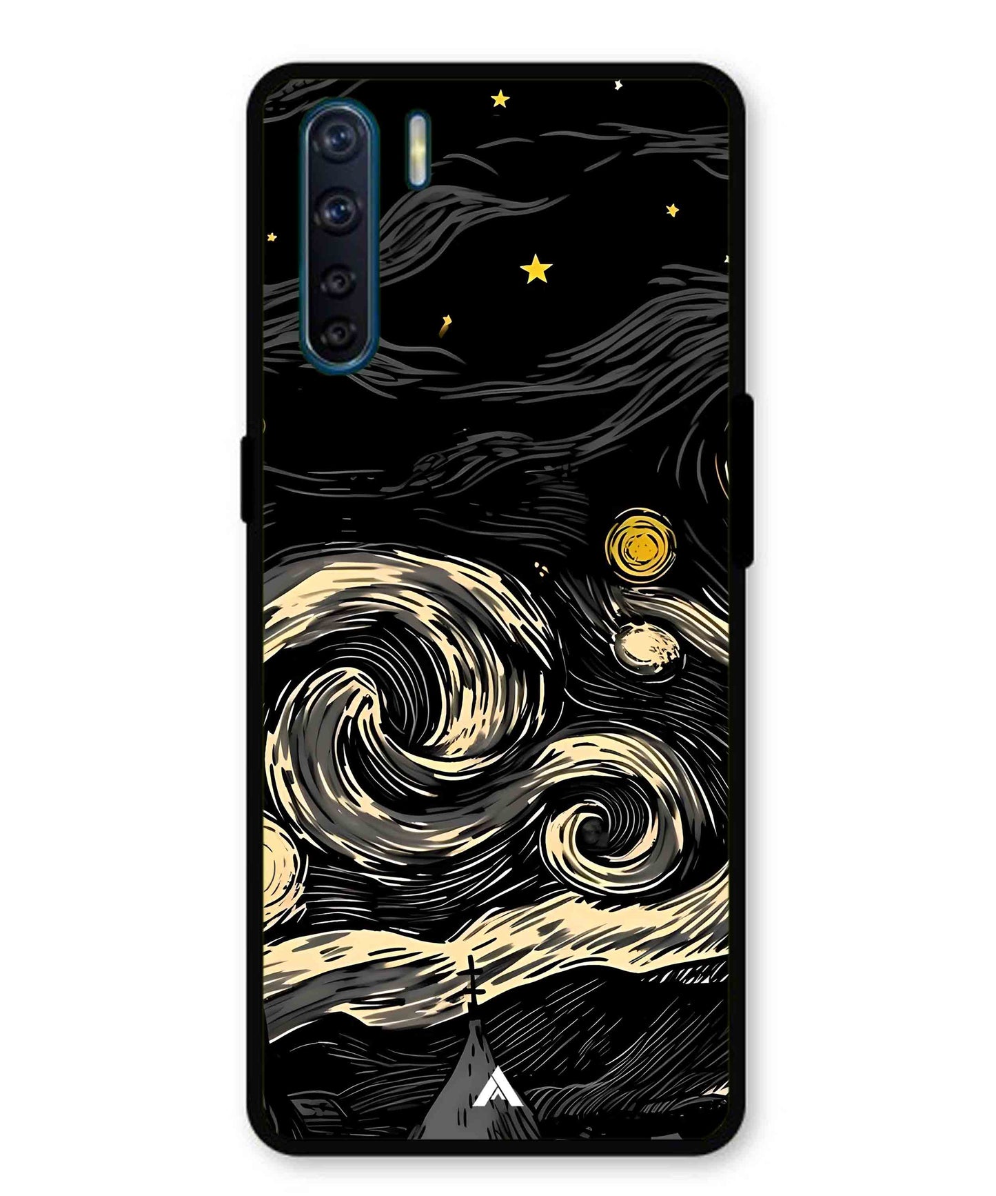 Starry Night Aesthetic Metal Back Cover Phone Case for Oppo Reno 3