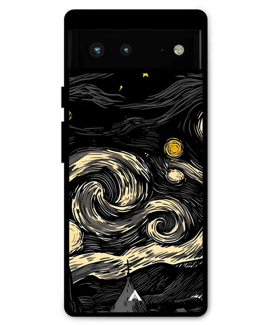 Starry Night Aesthetic Metal Back Cover Phone Case for Pixel 6 Pro