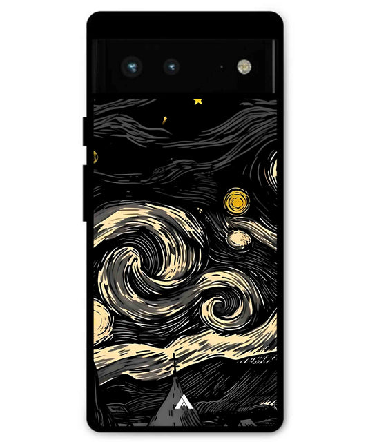 Starry Night Aesthetic Metal Back Cover Phone Case for Pixel 7A