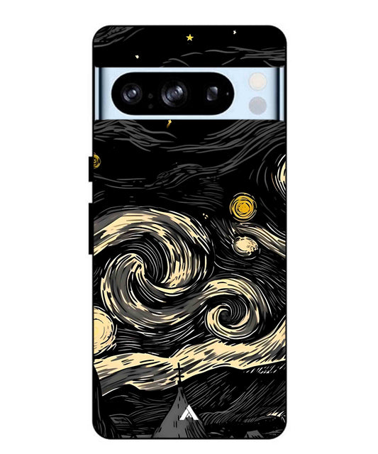 Starry Night Aesthetic Metal Back Cover Phone Case for Pixel 8 Pro