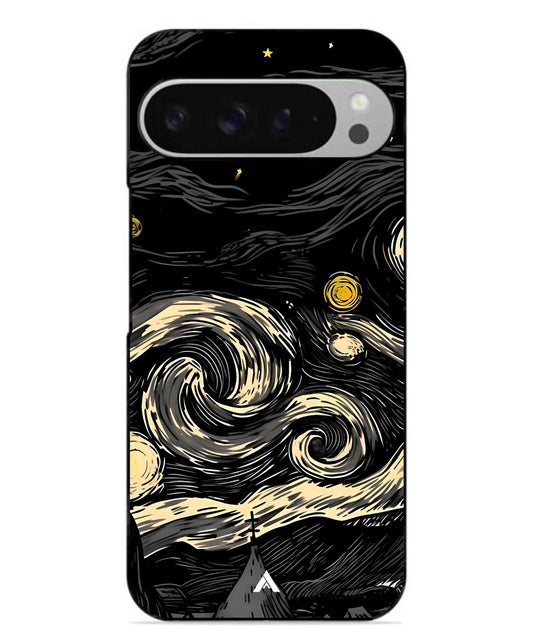 Starry Night Aesthetic Metal Back Cover Phone Case for Pixel 9 Pro