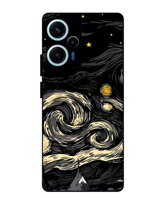 Starry Night Aesthetic Metal Back Cover Phone Case for Poco F5