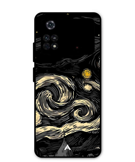 Starry Night Aesthetic Metal Back Cover Phone Case for Poco M4 Pro 4G