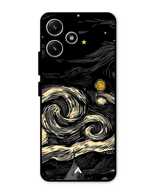 Starry Night Aesthetic Metal Back Cover Phone Case for Poco M6 Pro