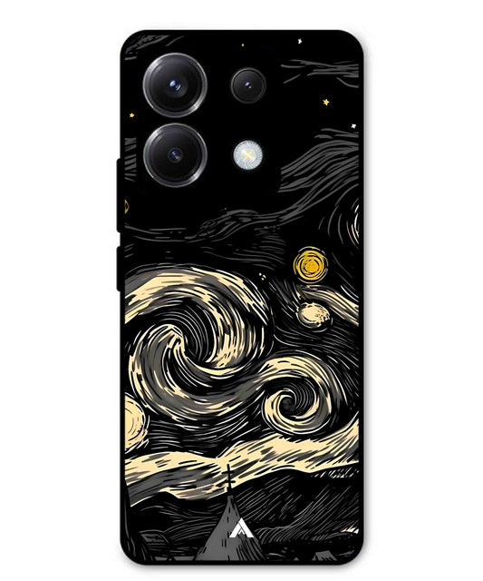 Starry Night Aesthetic Metal Back Cover Phone Case for Poco X6