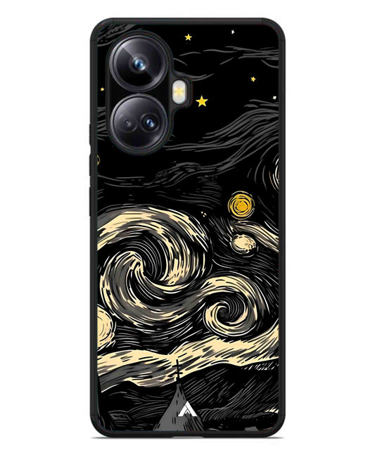 Starry Night Aesthetic Metal Back Cover Phone Case for Realme 10 Pro Plus
