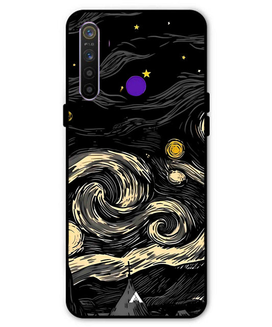 Starry Night Aesthetic Metal Back Cover Phone Case for Realme 5i
