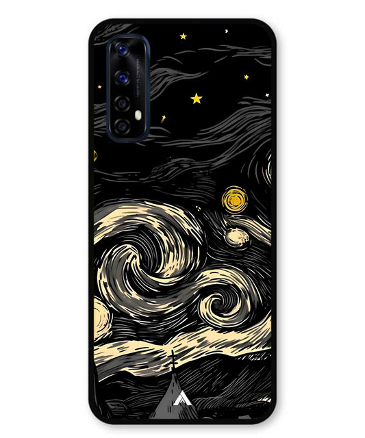 Starry Night Aesthetic Metal Back Cover Phone Case for Realme 7