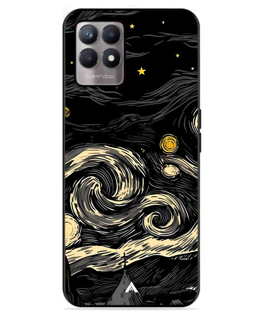 Starry Night Aesthetic Metal Back Cover Phone Case for Realme 8 4G