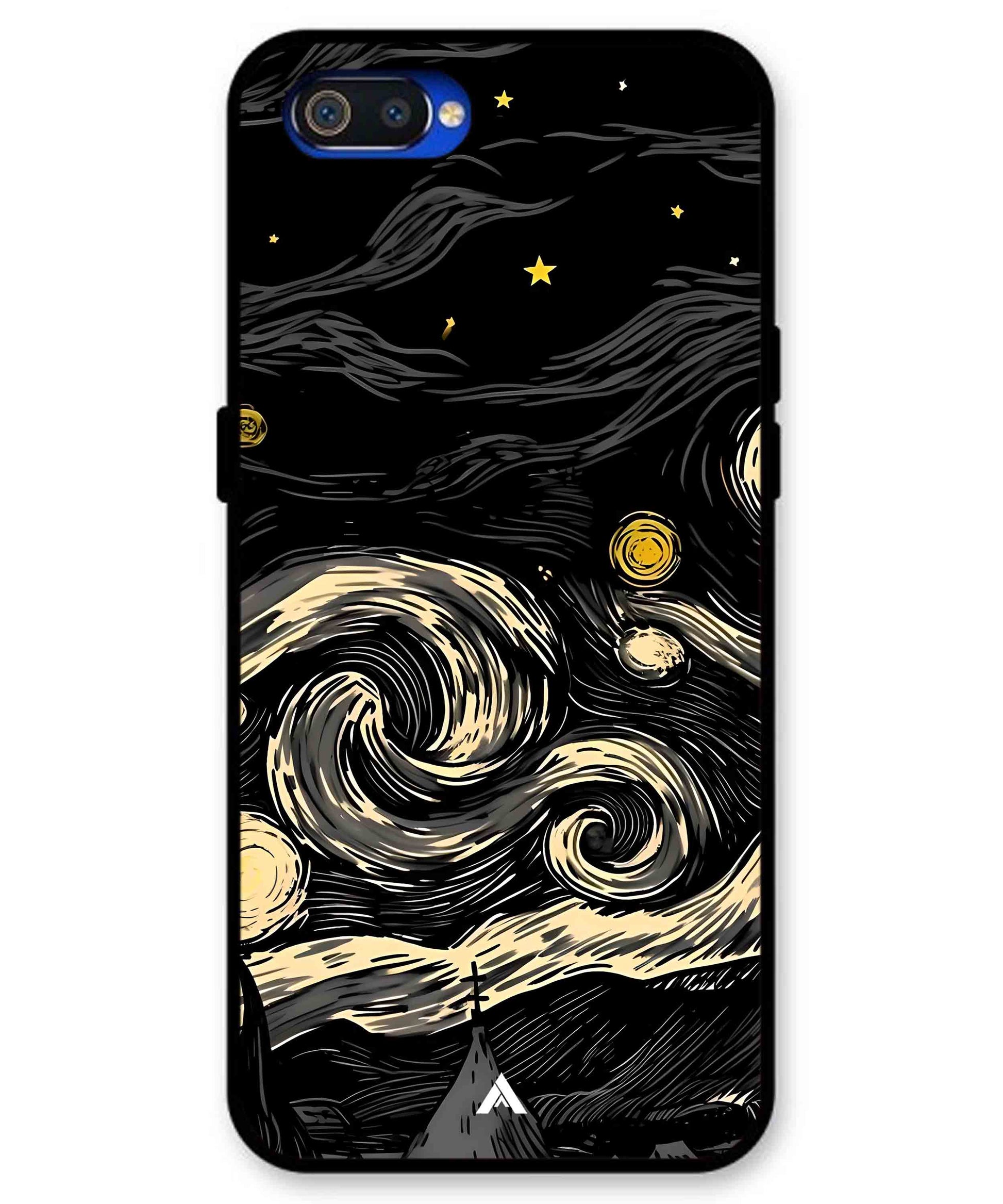 Starry Night Aesthetic Metal Back Cover Phone Case for Realme C2