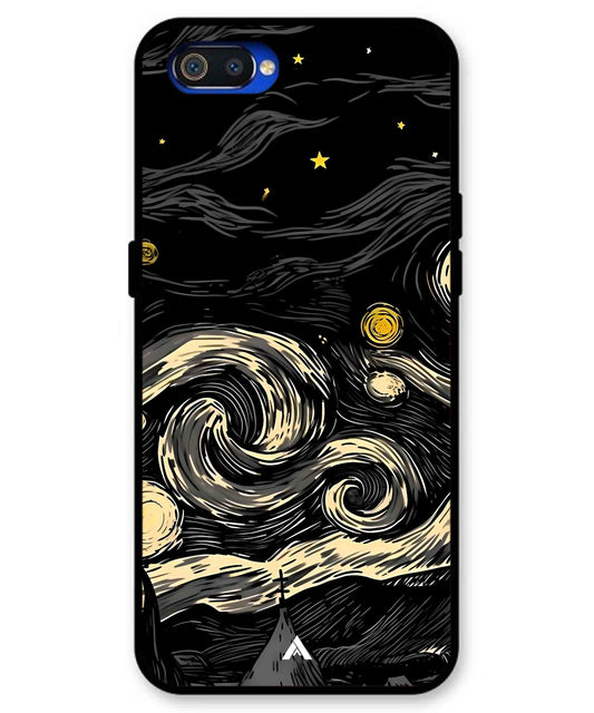 Starry Night Aesthetic Metal Back Cover Phone Case for Realme C2