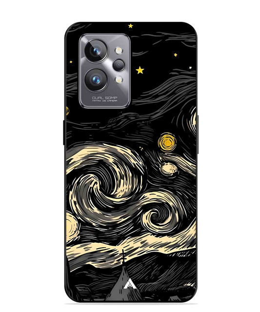 Starry Night Aesthetic Metal Back Cover Phone Case for Realme GT 2 Pro