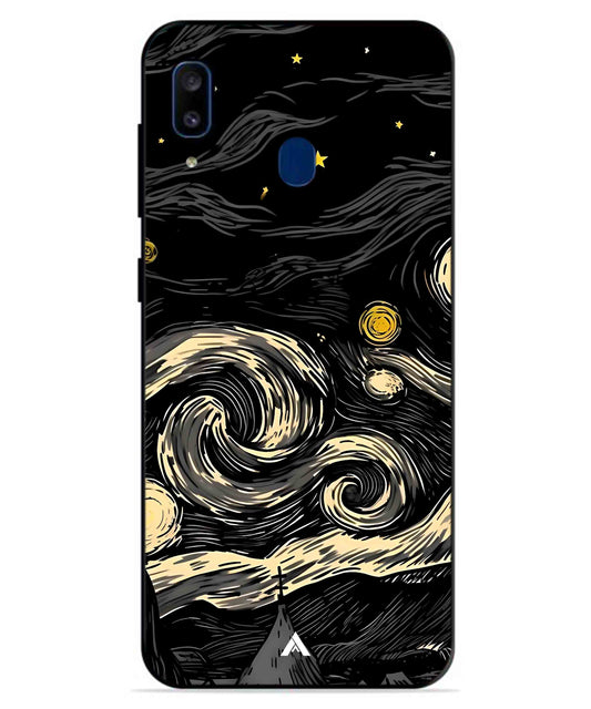 Starry Night Aesthetic Metal Back Cover Phone Case for Samsung Galaxy A20