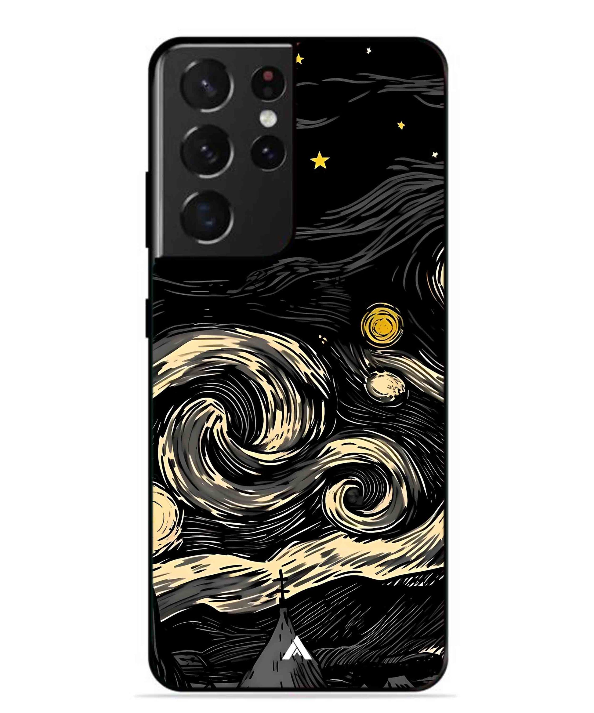 Starry Night Aesthetic Metal Back Cover Phone Case for Samsung Galaxy S21 Ultra
