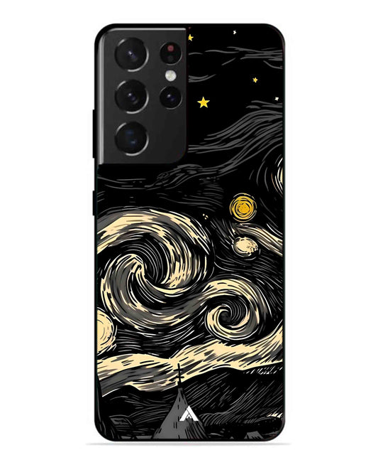 Starry Night Aesthetic Metal Back Cover Phone Case for Samsung Galaxy S21 Ultra