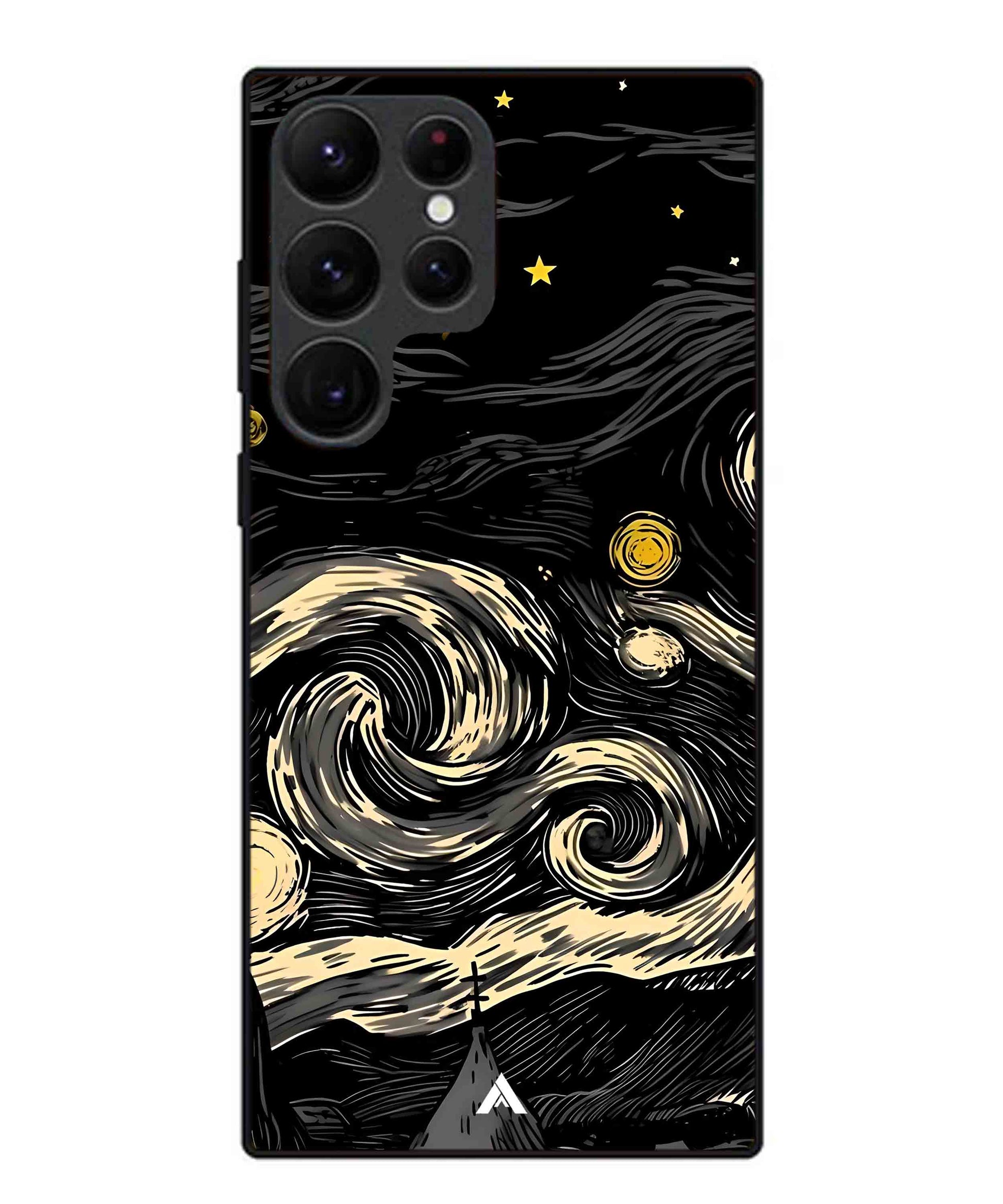 Starry Night Aesthetic Metal Back Cover Phone Case for Samsung Galaxy S22 Ultra