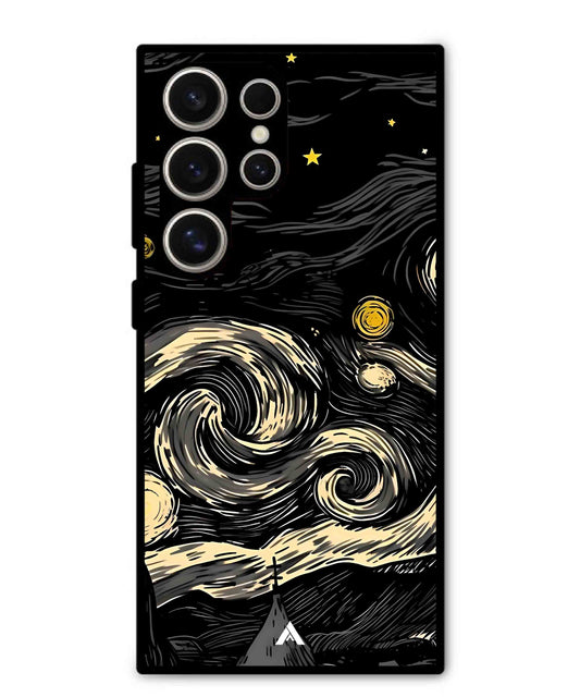 Starry Night Aesthetic Metal Back Cover Phone Case for Samsung Galaxy S24 Ultra