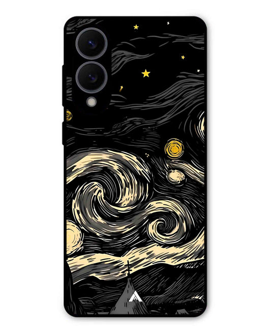 Starry Night Aesthetic Metal Back Cover Phone Case for Samsung Galaxy S25 Edge