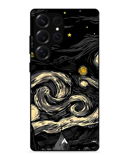 Starry Night Aesthetic Metal Back Cover Phone Case for Samsung Galaxy S25 Ultra