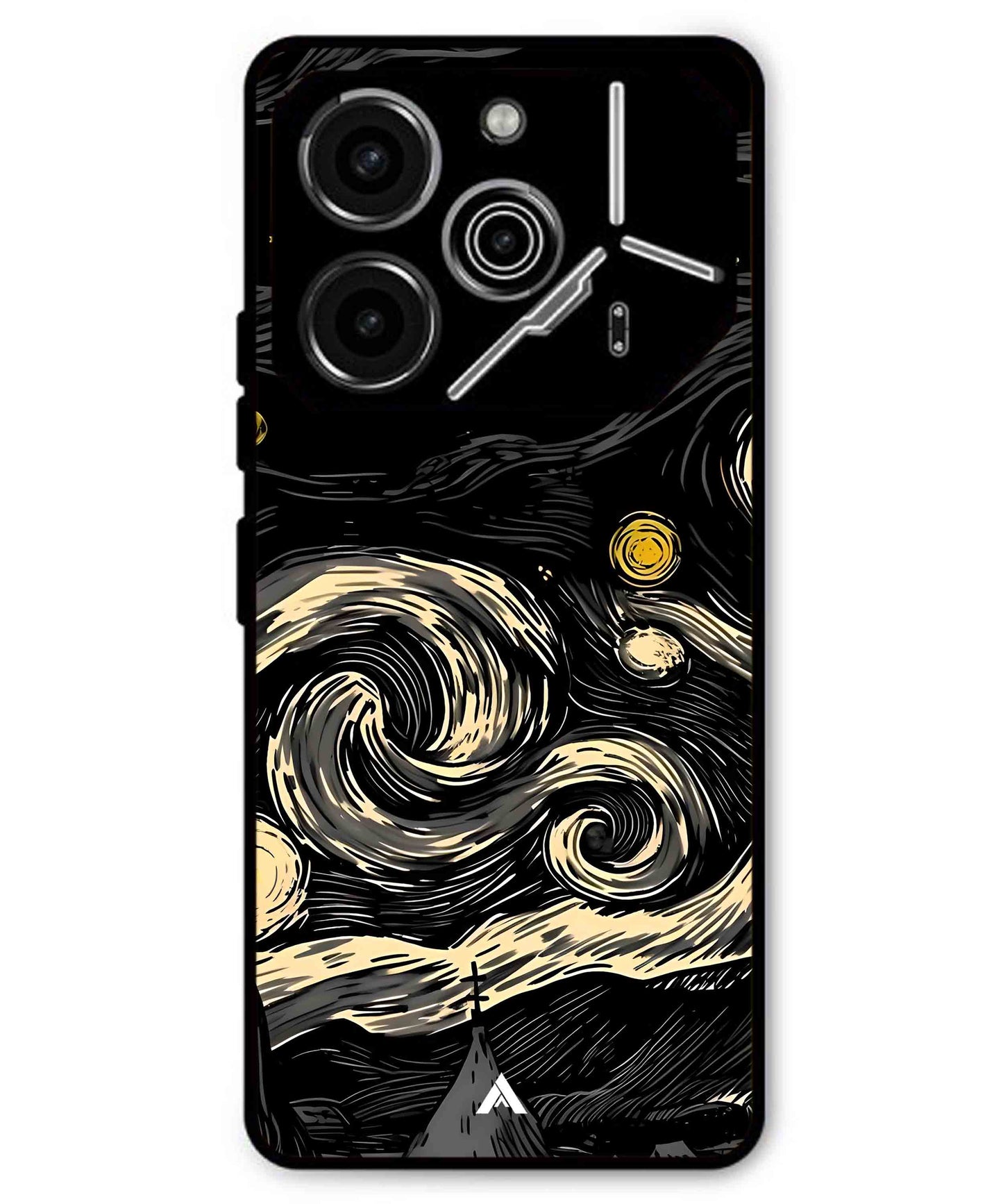 Starry Night Aesthetic Metal Back Cover Phone Case for Tecno Pova 6