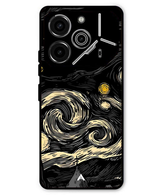 Starry Night Aesthetic Metal Back Cover Phone Case for Tecno Pova 6