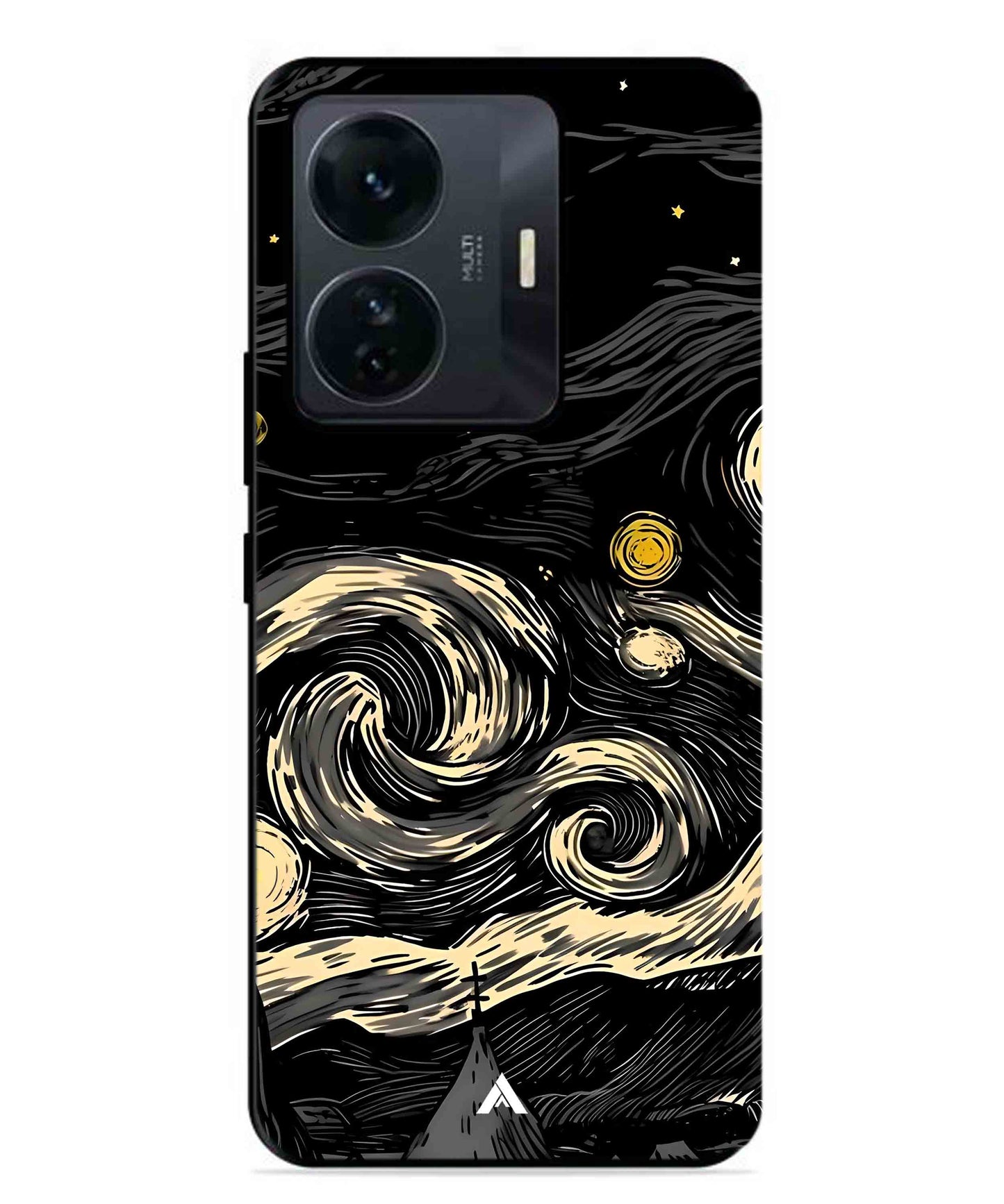Starry Night Aesthetic Metal Back Cover Phone Case for Vivo T1 Pro