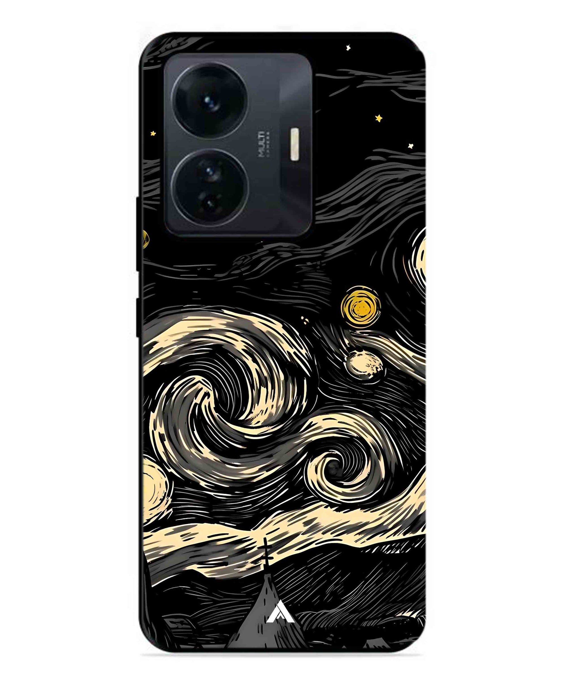 Starry Night Aesthetic Metal Back Cover Phone Case for Vivo T1 Pro