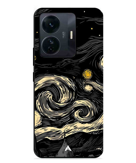 Starry Night Aesthetic Metal Back Cover Phone Case for Vivo T1 Pro