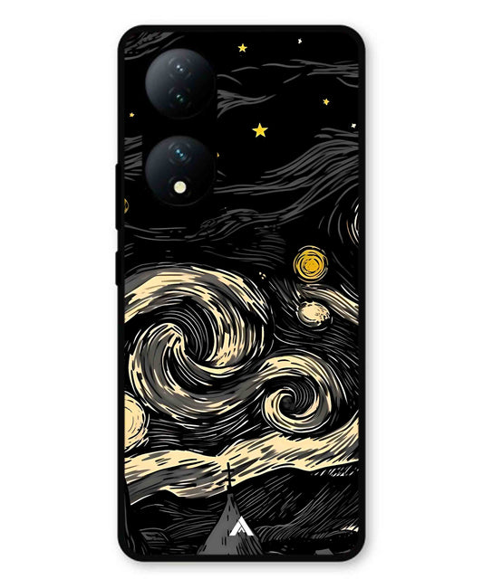 Starry Night Aesthetic Metal Back Cover Phone Case for Vivo T2